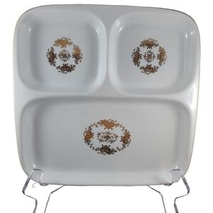 𝅺MAGHSOUD Porcelain Divided Appetizer hors d'oeuvre Divided Serving Dish Gold